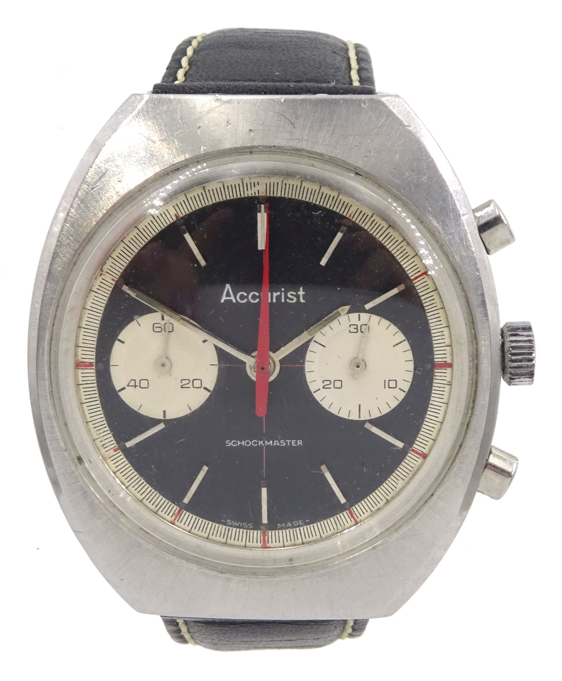 Accurist Shockmaster gentleman's stainless steel manual wind chronograph wristwatch