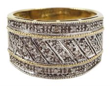 9ct gold pave set diamond ring