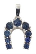 8ct white gold sapphire horseshoe pendant