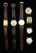 Seven stainless steel and plated wristwatches including Zenith