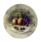 20th century cabinet plate hand-painted with a still life of fruit