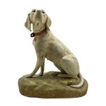 Royal Dux figure of a seated hound No1565 with pink triangle pad mark H27cm