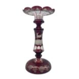 19th century Bohemian ruby flash cut glass table lustre