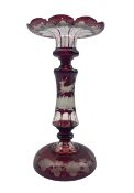 19th century Bohemian ruby flash cut glass table lustre