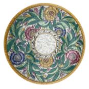 Large Crown Ducal Charlotte Rhead charger decorated in the Persian Rose pattern D45cm