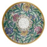 Large Crown Ducal Charlotte Rhead charger decorated in the Persian Rose pattern D45cm