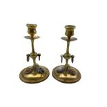 Pair of Arts and Crafts brass and copper candlesticks