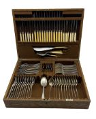 Mappin & Webb part canteen of silver-plated cutlery in oak case