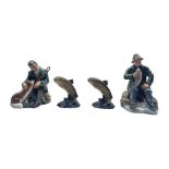 Two Royal Doulton figures 'A Good Catch' and 'The Master' together with two Beswick Trout figures (4