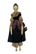 19th century painted wood peg doll
