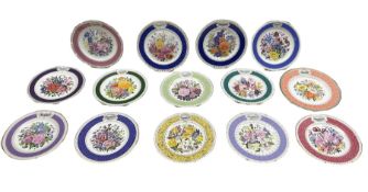 Collection of fourteen Chelsea Flower Show plates by Worcester