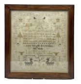 Victorian needlework sampler worked with a poem