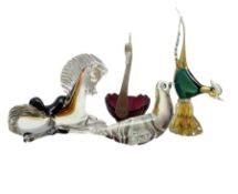 Group of Murano glass sculptures comprising