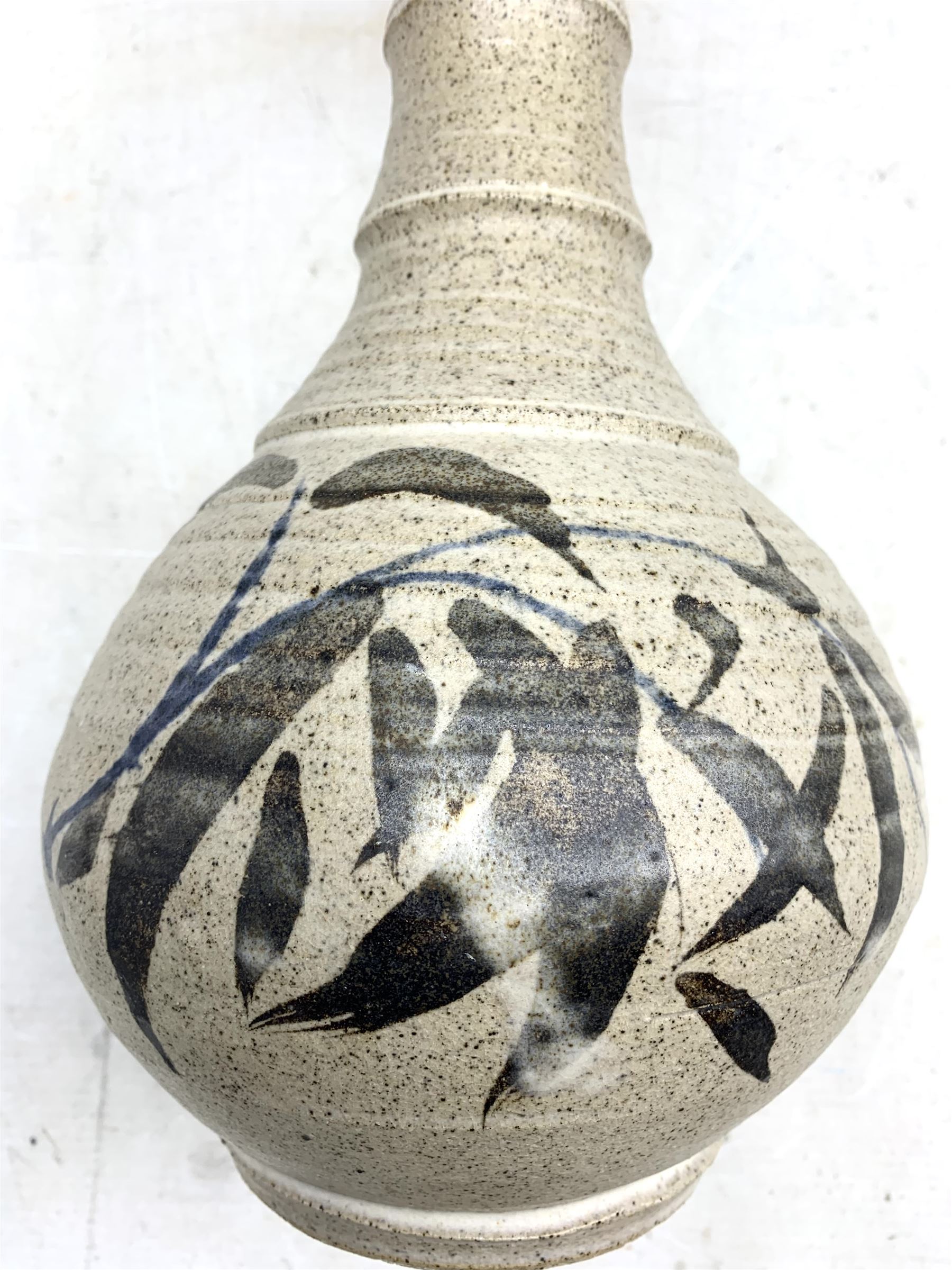 Robert Tinnyunt (Burmese 1940-): Stoneware bottle-shaped vase with bamboo effect neck - Image 2 of 2