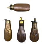 Sykes Patent copper and brass pistol powder flask