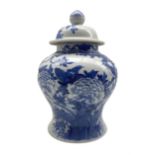 Late 19th/ early 20th century Chinese blue and white vase and cover of inverted baluster form