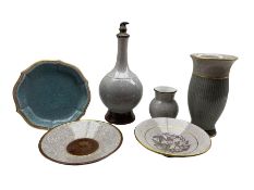 Bing & Grondahl crackle glazed pottery comprising a bottle vase