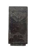 Boer War prisoner of war slat plaque carved with ZAR coat of arms and the motto Eendrag Maak Mag and