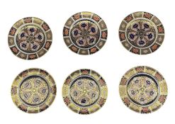 Set of six Royal Crown Derby tea plates in Imari design Patt.1128 circa 1930 D18cm