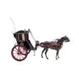 Beswick brown gloss model of a swish tail horse drawing a Hansom Cab