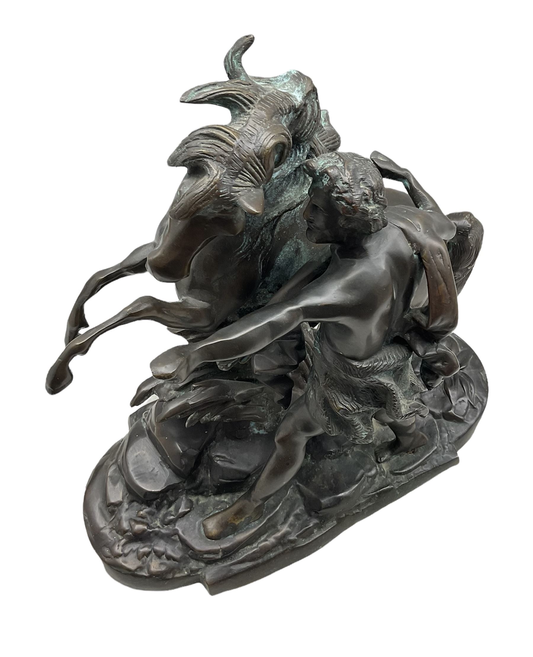 After Guillaume Coustou (1677-1746): Bronze Marly horse with groom - Image 2 of 3