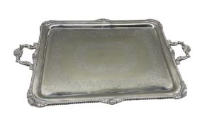 Late 19th/ early 20th century silver-plated rectangular tea tray