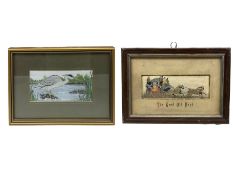 19th century woven silk Stevengraph 'The Good Old Days' 15cm x 5cm and a woven silk picture of a Her