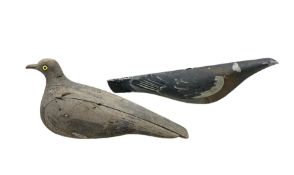 Carved and painted wooden Decoy pigeon