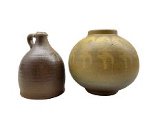 Tim Hurn (British 1964-): Stoneware flagon together with a Judy Caplin globular stoneware vase