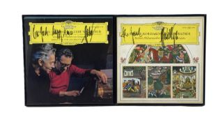 Two Classical LP records each signed in pen by the Austrian conductor Herbert von Karajan