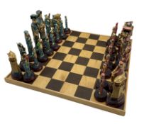 Chinese painted resin figural chess set