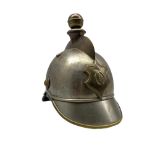 19th century German brass firefighter's helmet the brass comb with ball finial above a shield shaped