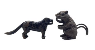 Two cast iron novelty nut crackers in the form of a Squirrel and Dog