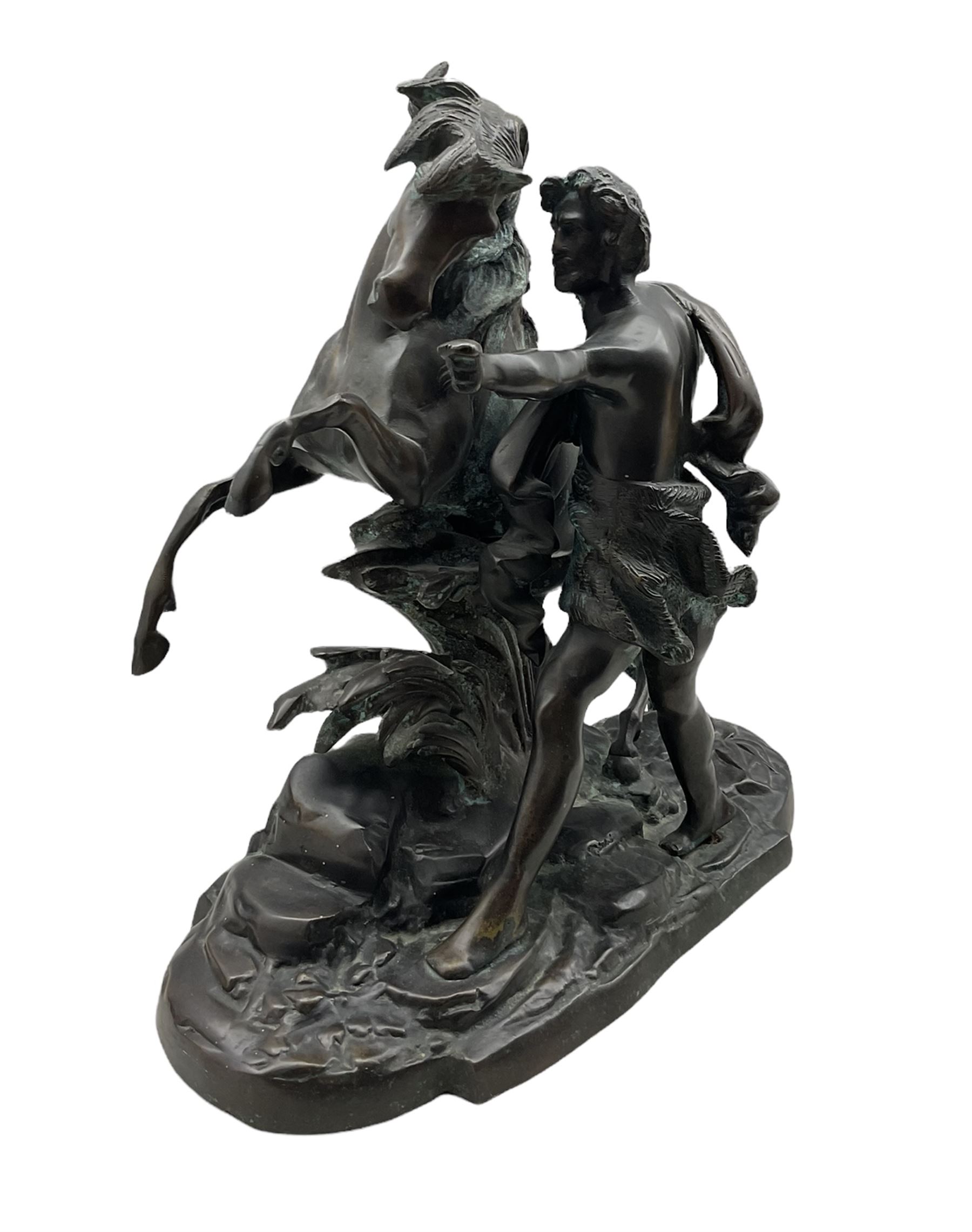 After Guillaume Coustou (1677-1746): Bronze Marly horse with groom - Image 3 of 3