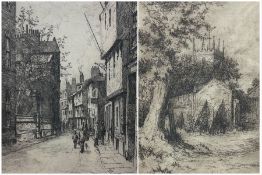 Thomas Bonfrey Burton (Beverley 1886-1941): 'The Street' Hull and 'Hornsea Chruch from the Old Hall