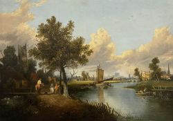 Joseph Paul (British 1804-1887): View of Norwich from River Wensum with Castle and Cathedral in Dist