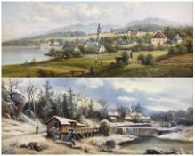 C Ticcino (Italian 19th century): Italian Landscape in Winter and Summer