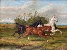 Albert Clark (British 1843-1928): 'Startled' - Horses Running from a Passing Steam Train