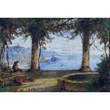 Gabriele Carelli (Italian c.1820-1900): View from Villa of the Amalfi Coast