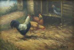 English School (mid 20th century): Feeding the Chickens