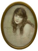 Gustave Brisgand (French 1867-1944): Portrait of Young Girl