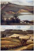 J Clarke (British early 20th century): 'The White Horse Hambleton Yorkshire' and 'Lake Gormire Thirs