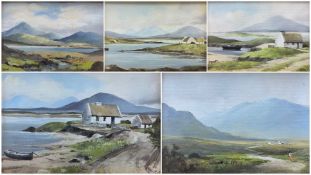 Susan Webb (Irish 1962-): 'Bog Road' 'Blue Lake Connemara' Irish Rural Landscapes with Cottages