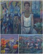 After Mahmud Cawian (Iraqi 1951-): 'Young Ballerina' 'Two Ladies' 'Still Life' & 'Landscape'