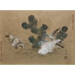 Chinese School (19th century): Sparrows Feeding