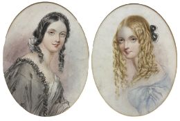 English School (mid 19th century): Quarter Length Portrait of 'Camilla' and Victorian Girl - Possibl