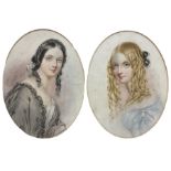 English School (mid 19th century): Quarter Length Portrait of 'Camilla' and Victorian Girl - Possibl