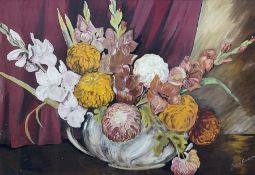 English School (early 19th century): Still Life of Gladiolas and Peonies