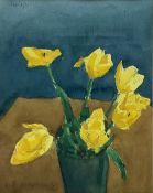 Neil McGregor (British 20th century): Still Life of Yellow 'Tulips' in a Vase