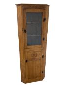 'Gnomeman' adzed oak corner cupboard